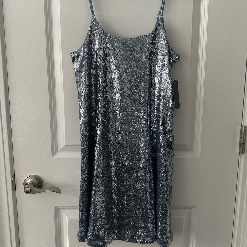 Blue sequin mini dress size S